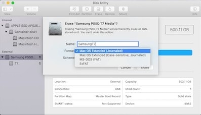 choose the macos externded journaled format