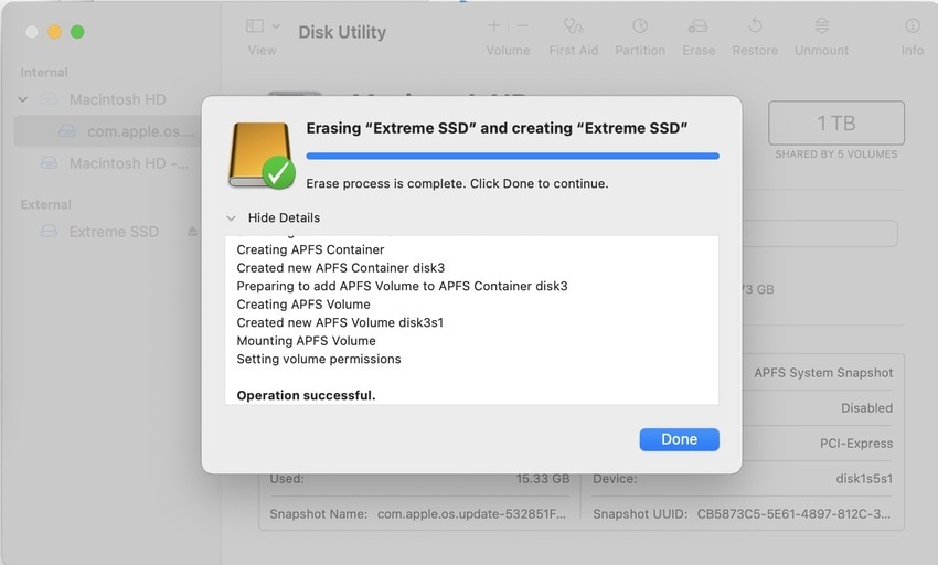 sandisk extreme portable ssd formatting done