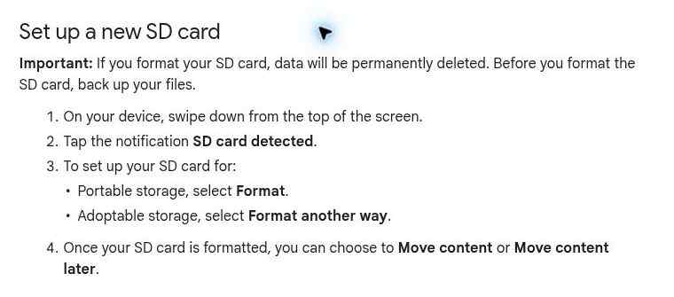 google android help steps to format a new sd card as internal storage