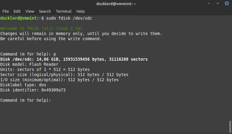 choose the card’s partition table