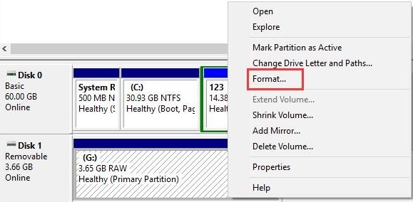 format sd card disk management