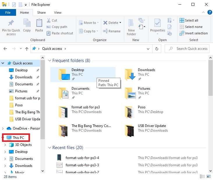 opening this pc in file explorer 