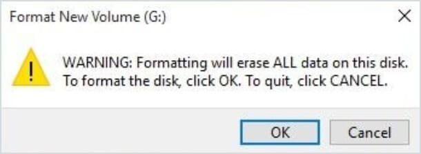 confirm the formatting usb to fat32 process