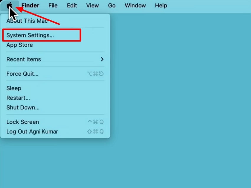 navigate to system settings