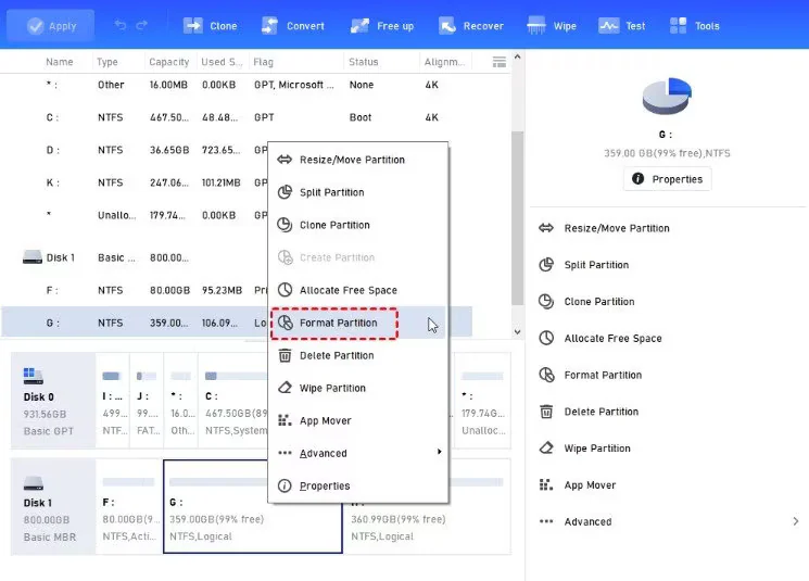 open format partition