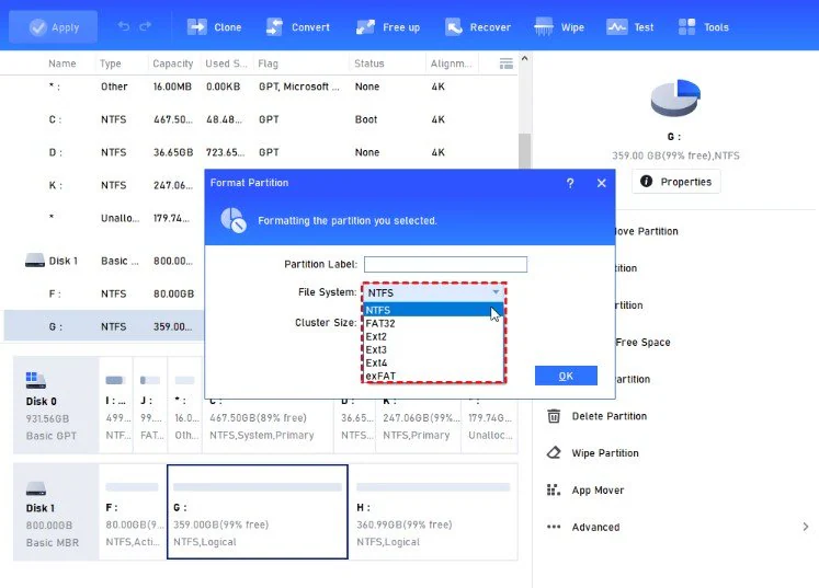 configure the sd card formatting