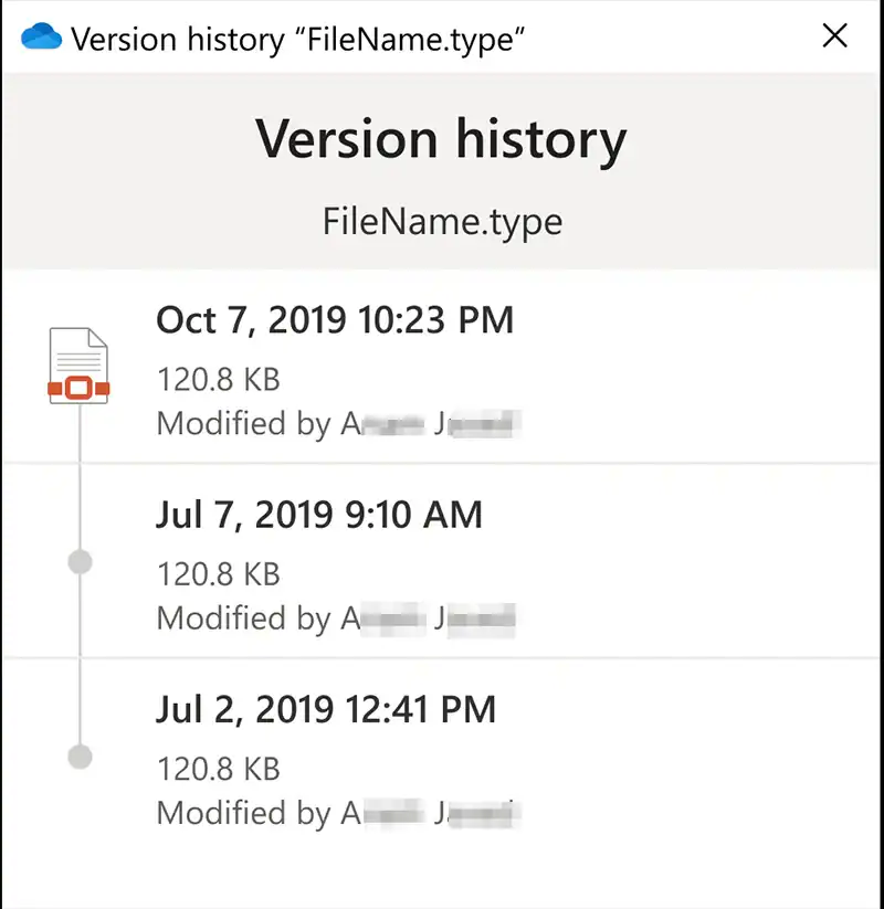 onedrive version history