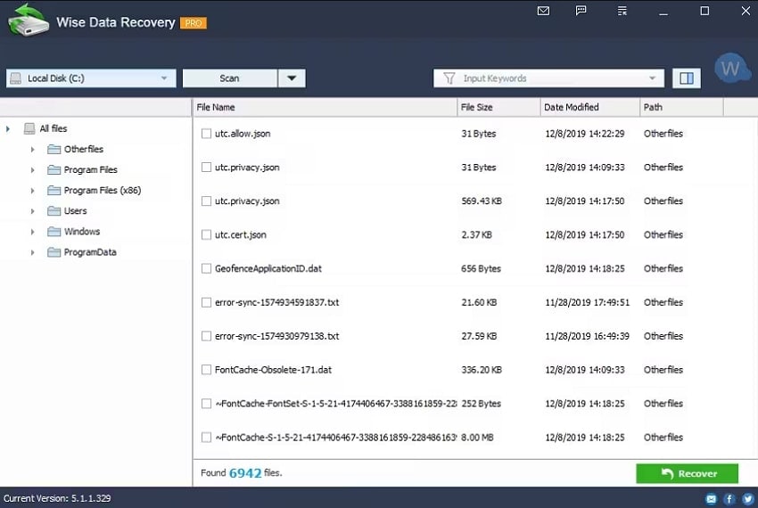 wise data file recovery program