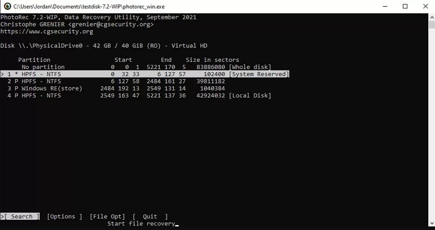 recover lost data with photorec
