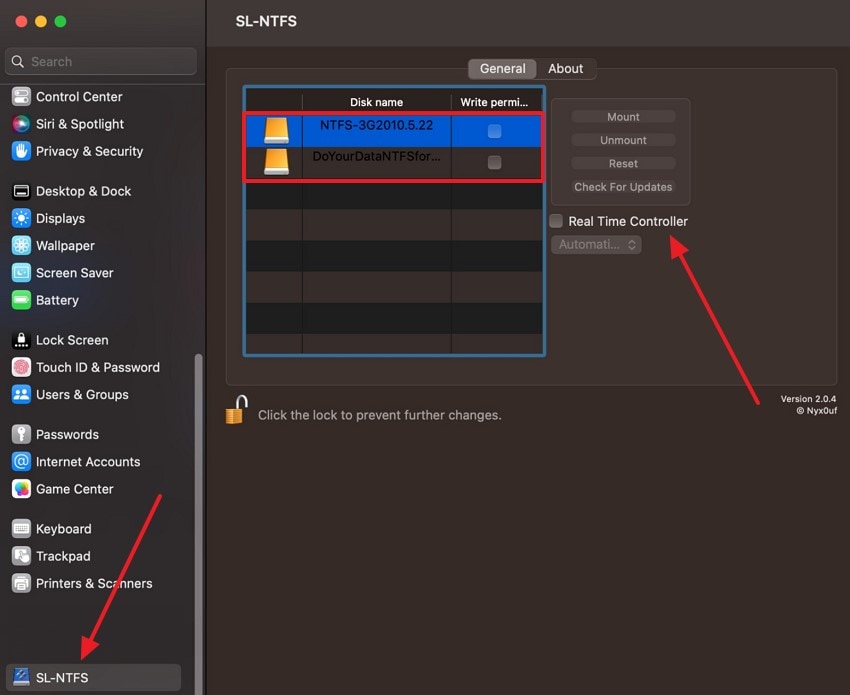 mount drivers to sl-ntfs mac