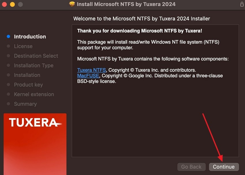 tuxera ntfs complete installation procedure