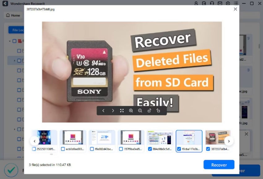 save recovered data to device