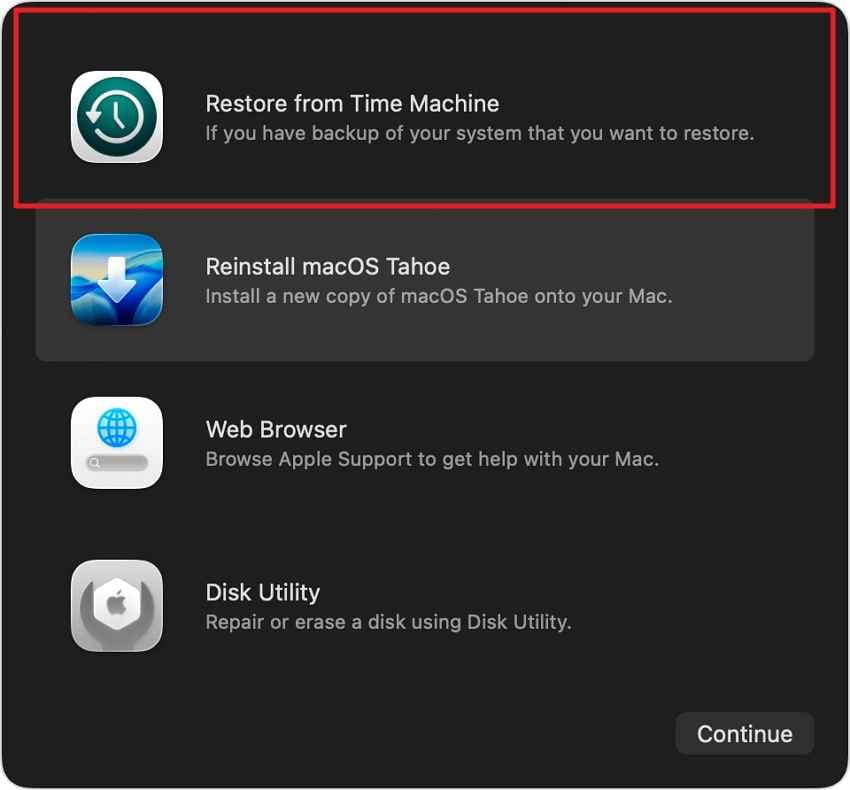 restore time machine backup