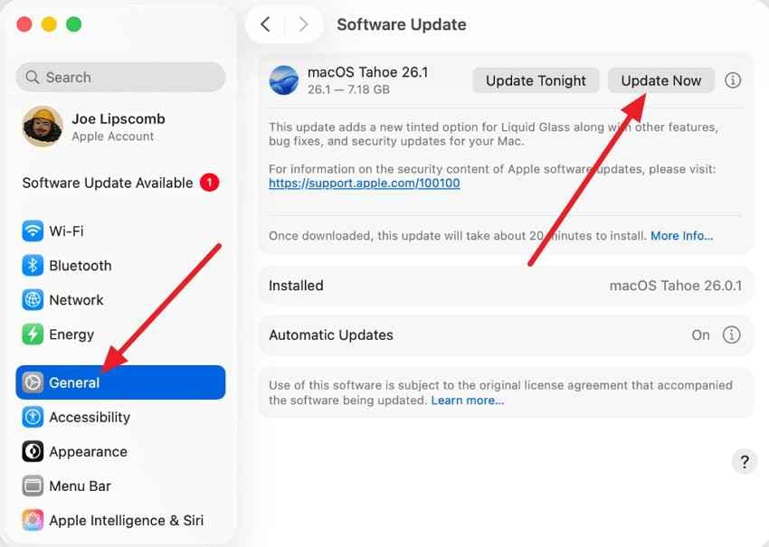 update the mac