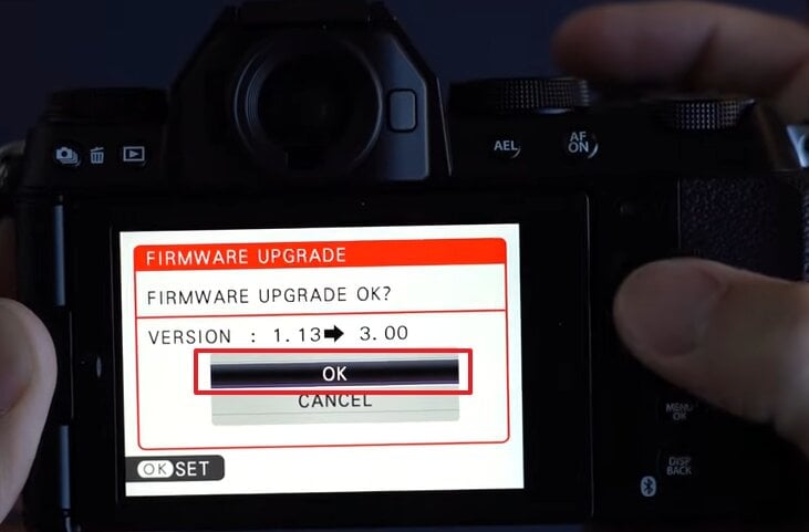 confirm fujifilm camera firmware upgrade