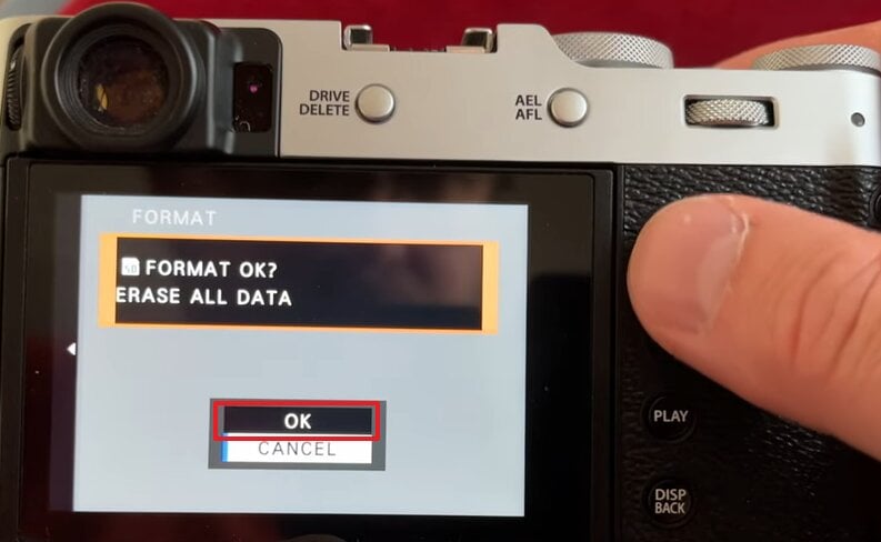 confirm format inside fujifilm camera