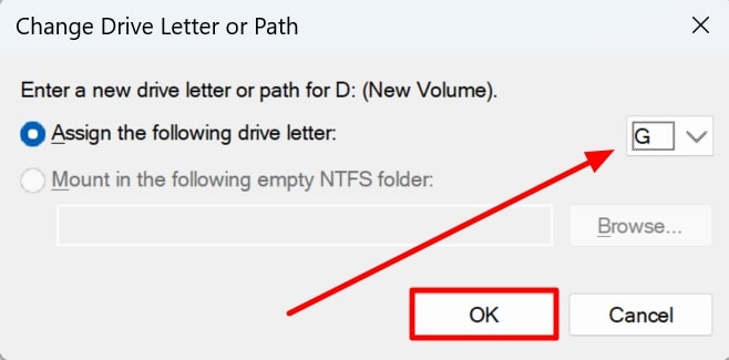 change letter and proceed