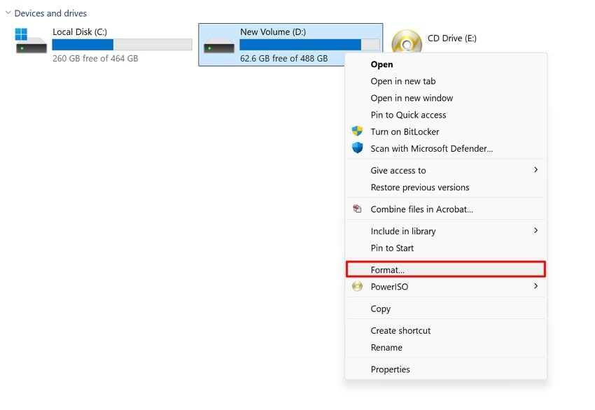access format option