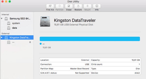 getting the usb name in the disk utility