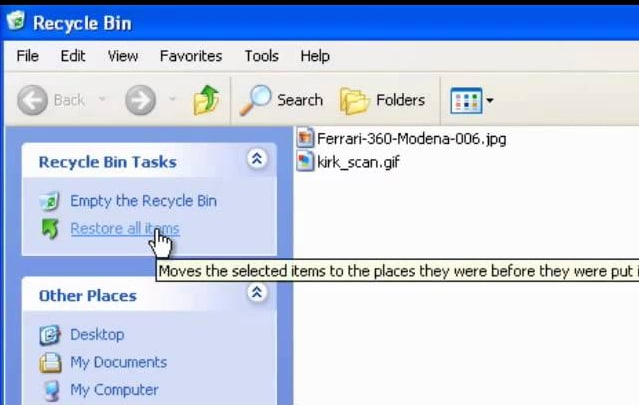 restore image from recycle bin