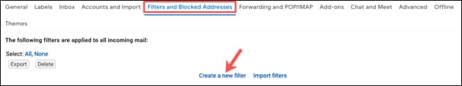 gmail forwarding filter option 1
