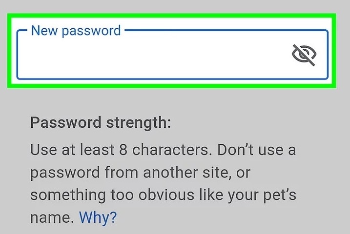 Neues Passwort eingeben