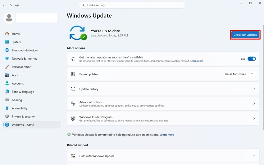 check for windows updates