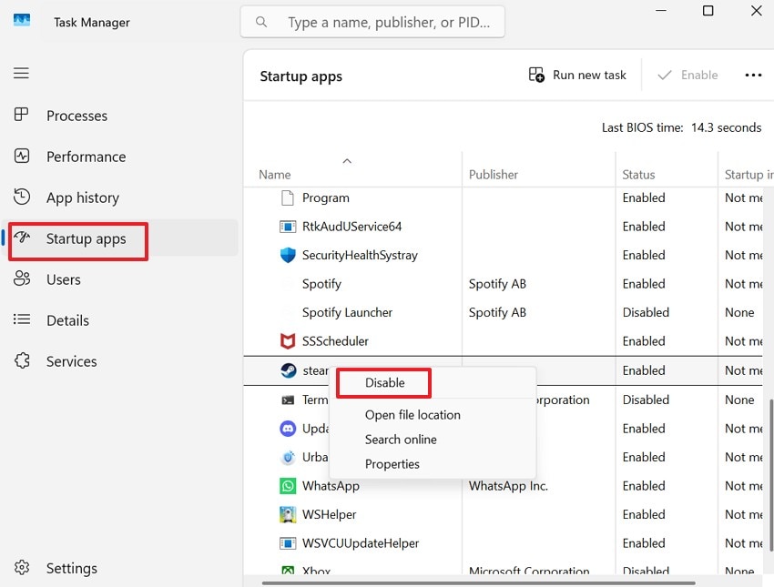 disable startup monitoring tools