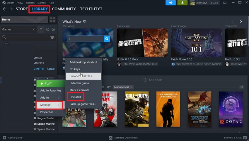 uninstall hades II steam