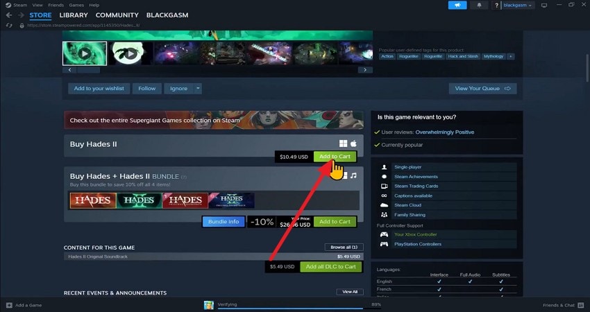 reinstall hades II steam