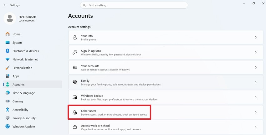 pick the other users option