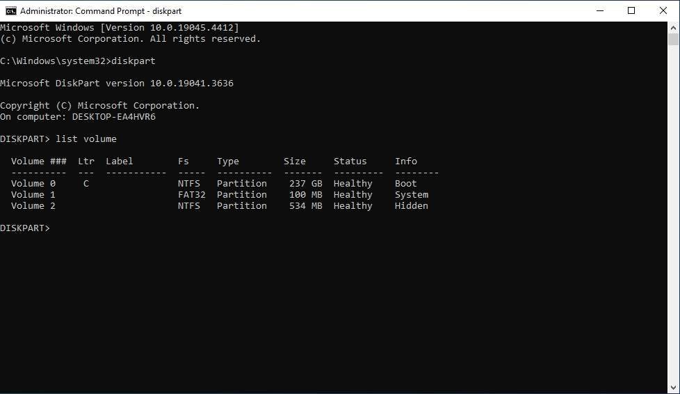 type diskpart in command prompt 