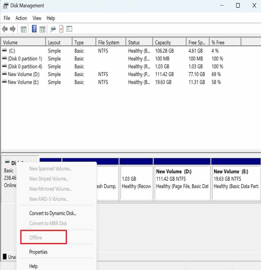 bring disk online safely