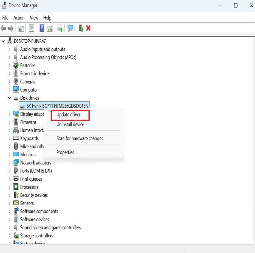 update storage disk driver
