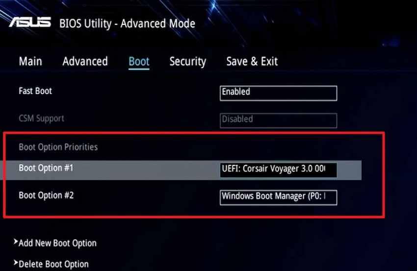 set bios boot priority