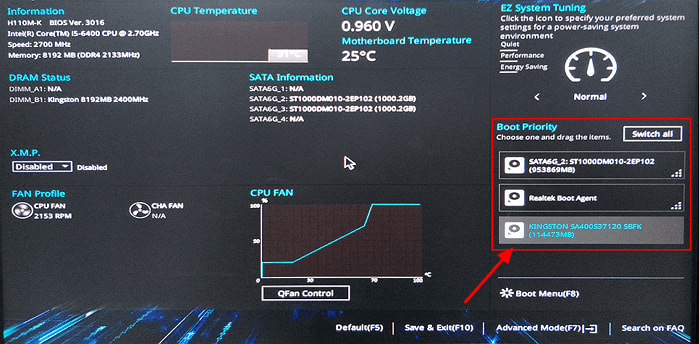 enter the bios to confirm information