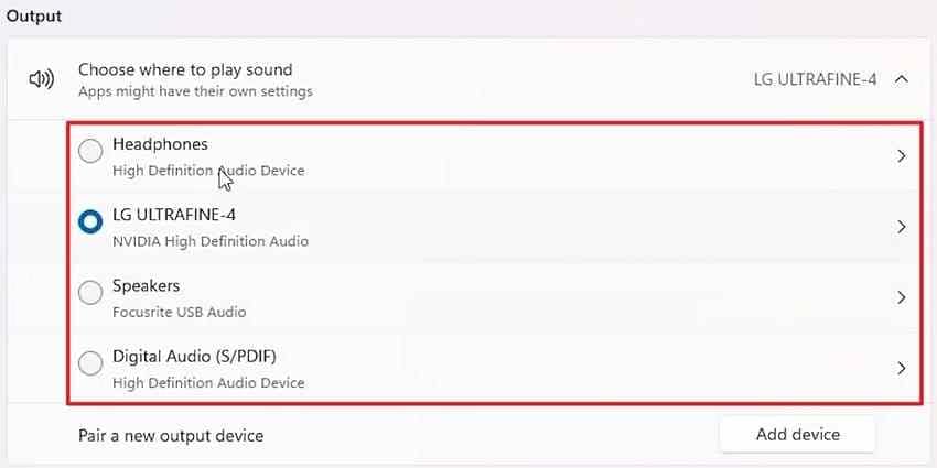 choose hdmi from output devices