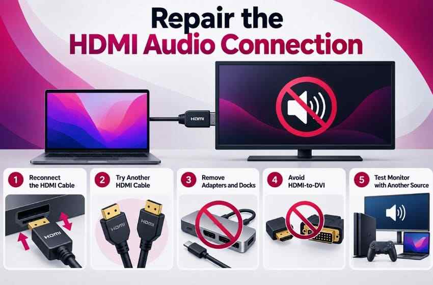 repair hdmi audio connection