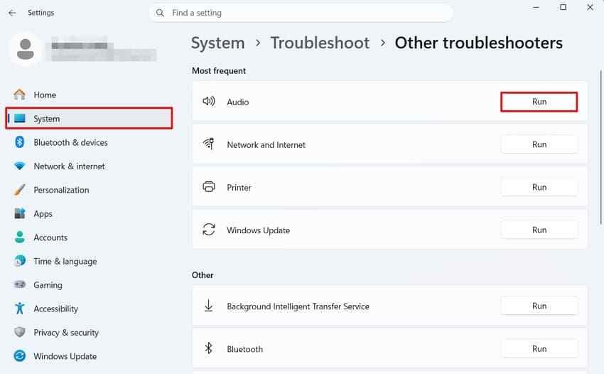 run windows audio troubleshooter