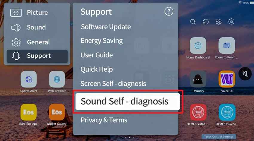 open lg sound self diagnosis