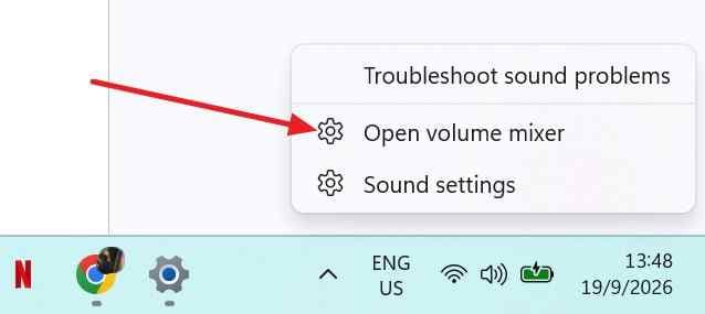 open windows volume mixer