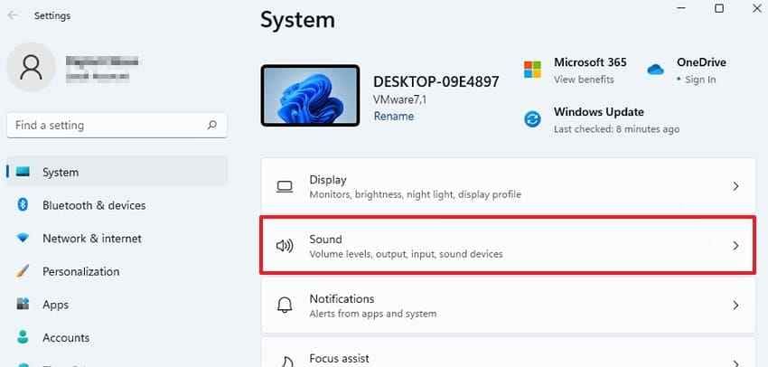 windows system sound settings access