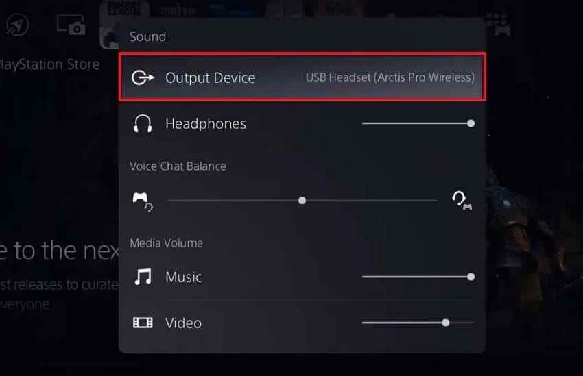 playstation audio output device settings