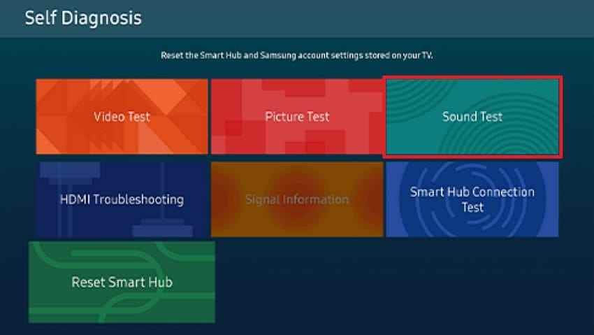 sound test self diagnosis screen