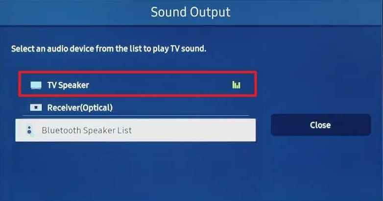 tv speaker sound output selection