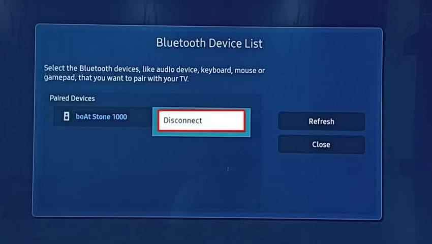 disconnect connected bluetooth audio device
