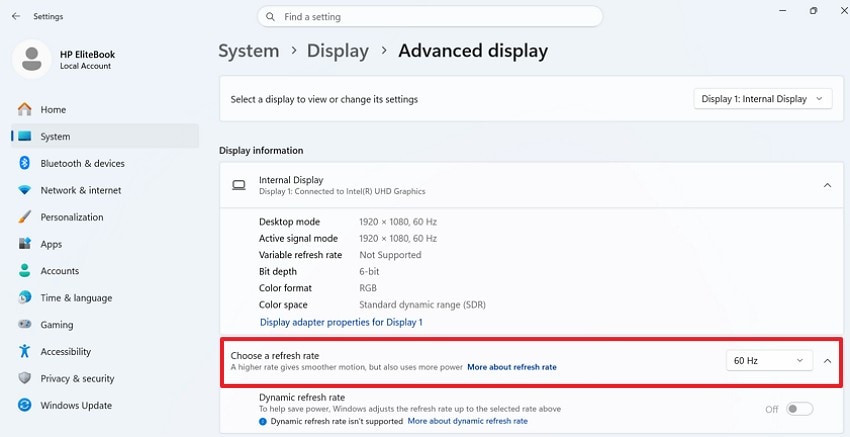 adjust display refresh rate