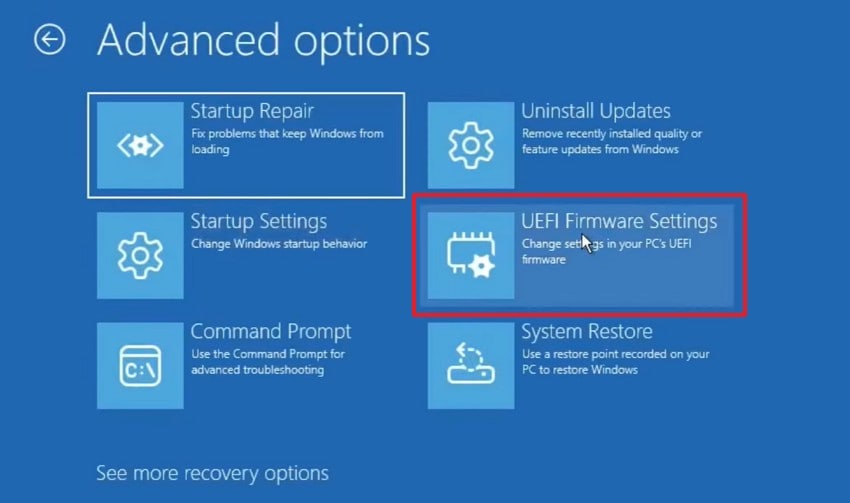 uefi firmware settings menu
