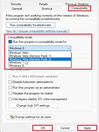 enable compatibility mode for steam