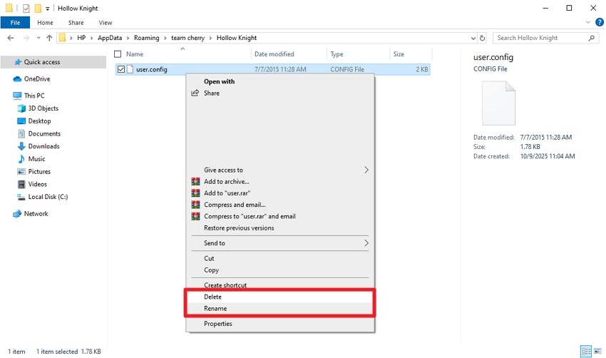 edit and reset config files